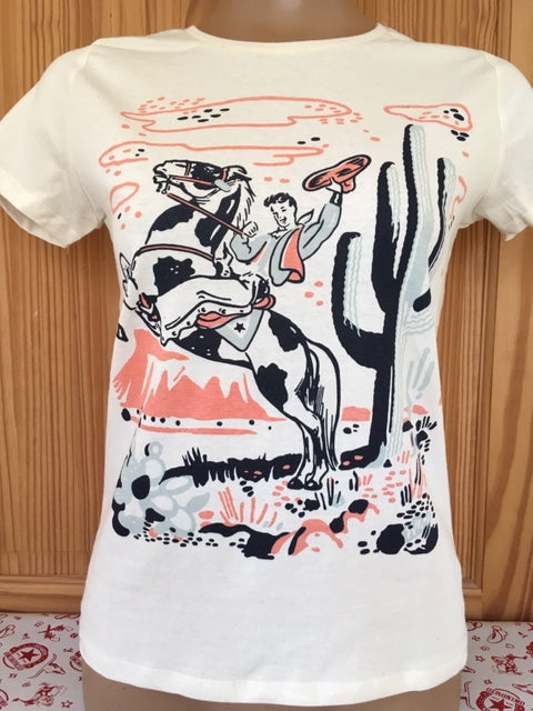 Ladies vintage cowboy print T-shirt